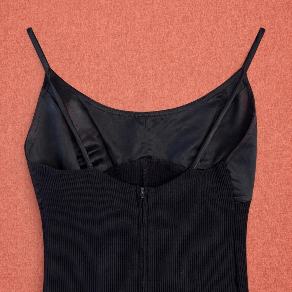 Fab - Vintage Betsey Johnson Black Fitted Ribbed Maxi w/Matching Tux Jacket - Picture 8 of 11